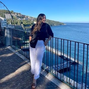 Linen Wide Leg Cropped Pant